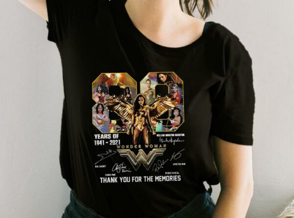 Wonder Woman 80 Years Of 1941-2021 Thank You For The Memories Signatures Shirt, Wonder Woman For Fan Shirt