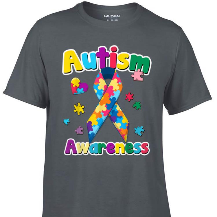 Awesome Ribbon Puzzle Pieces Colors Autism Awareness shirt 1 - Awesome Ribbon Puzzle Pieces Colors Autism Awareness shirt