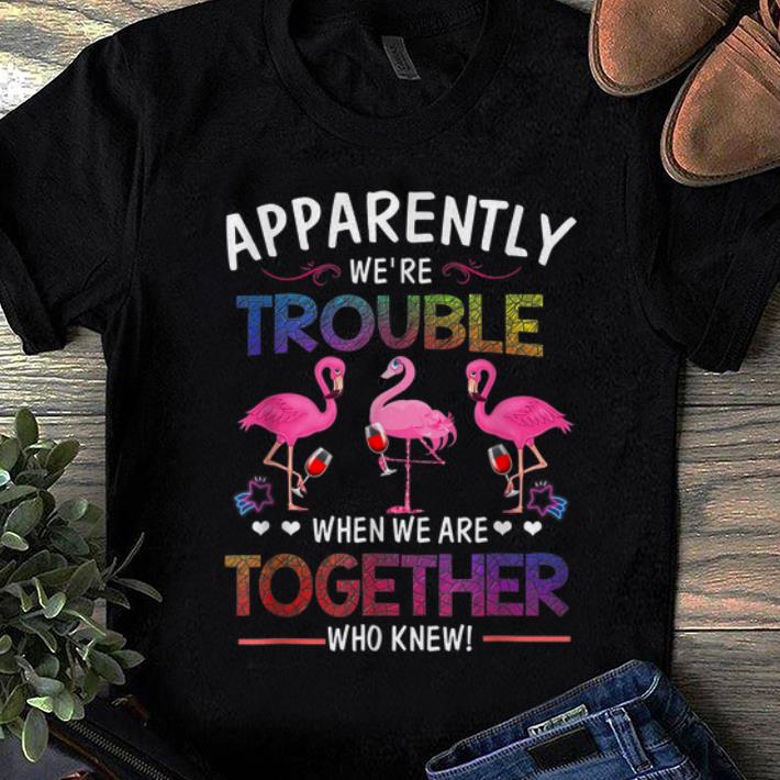 Awesome Trend Apparently We re Trouble When We are Together Who Knew Wine Flamingo shirt 1 - Awesome Trend Apparently We're Trouble When We are Together Who Knew Wine Flamingo shirt