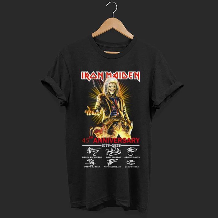 Premium trending Iron Maiden 45th Anniversary 1975 2020 Signatures shirt 1 - Premium trending Iron Maiden 45th Anniversary 1975-2020 Signatures shirt
