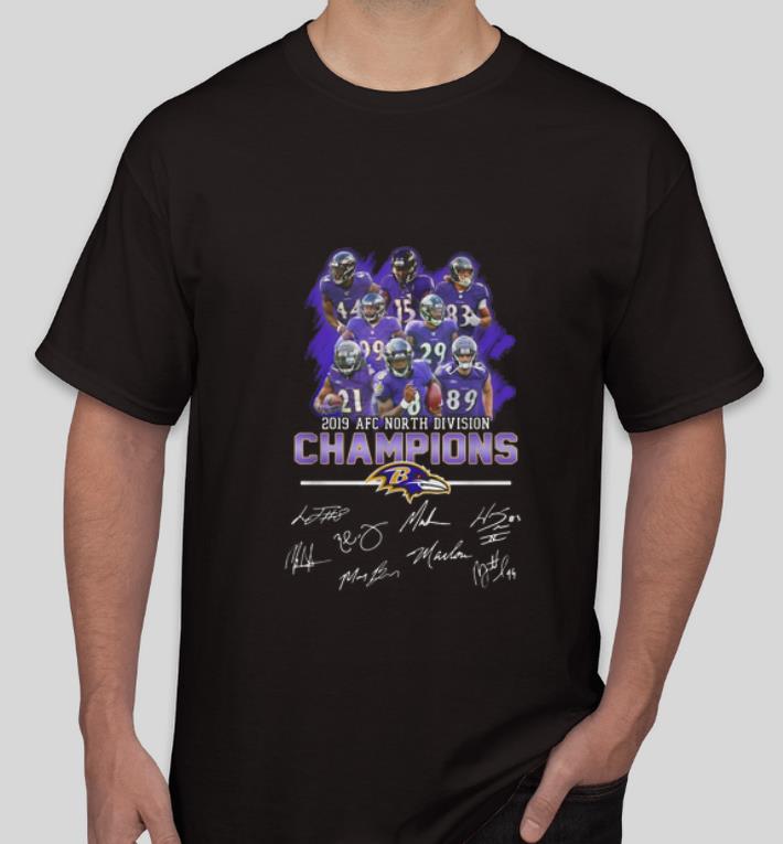 Nice Baltimore Ravens 2019 AFC North Division Champions Signatures shirt 4 - Nice Baltimore Ravens 2019 AFC North Division Champions Signatures shirt