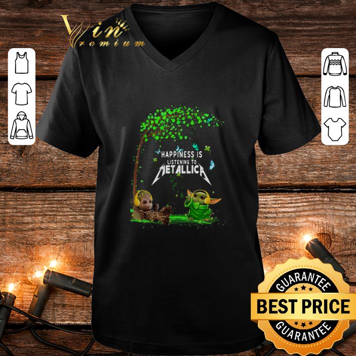 Cheap Baby Groot Baby Yoda happiness is listening to Metallica shirt 4 - Cheap Baby Groot Baby Yoda happiness is listening to Metallica shirt