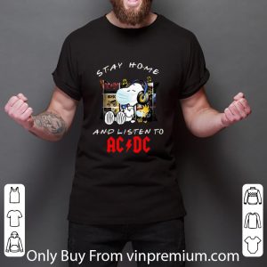 Nice Snoopy And Woodstock Stay Home And Listen To ACDC shirt