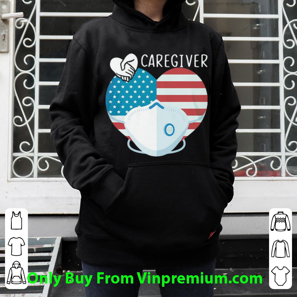 Awesome Caregiver Mask Heart American Flag Covid 19 shirt 4 - Awesome Caregiver Mask Heart American Flag Covid-19 shirt