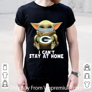 Great Star Wars Baby Yoda Mask Green Bay Packers I Can’t Stay At Home shirt