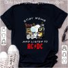 Nice Snoopy And Woodstock Stay Home And Listen To ACDC shirt