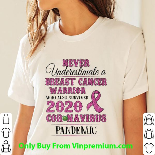 Never Underestimate A Breast Cancer Warrior Coronavirus Pandemic Shirt