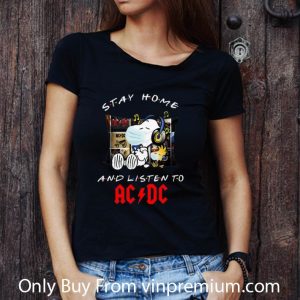 Nice Snoopy And Woodstock Stay Home And Listen To ACDC shirt 2