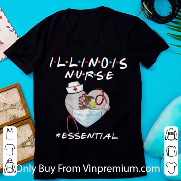 Hot Illinois Nurse Heart Stethoscope Illinois Flag #Essential shirt