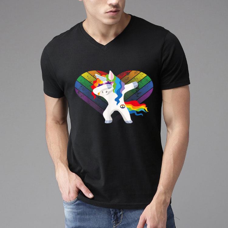 LGBT Gay Dabbing Unicorn Lesbian Pride Month Human Rainbow Shirt