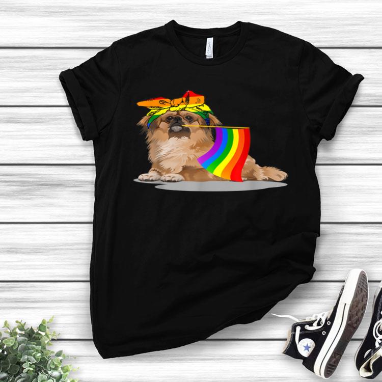 Pride LGBT Flag Gay Be Lesbian Pekingese Lover Gifts Shirt