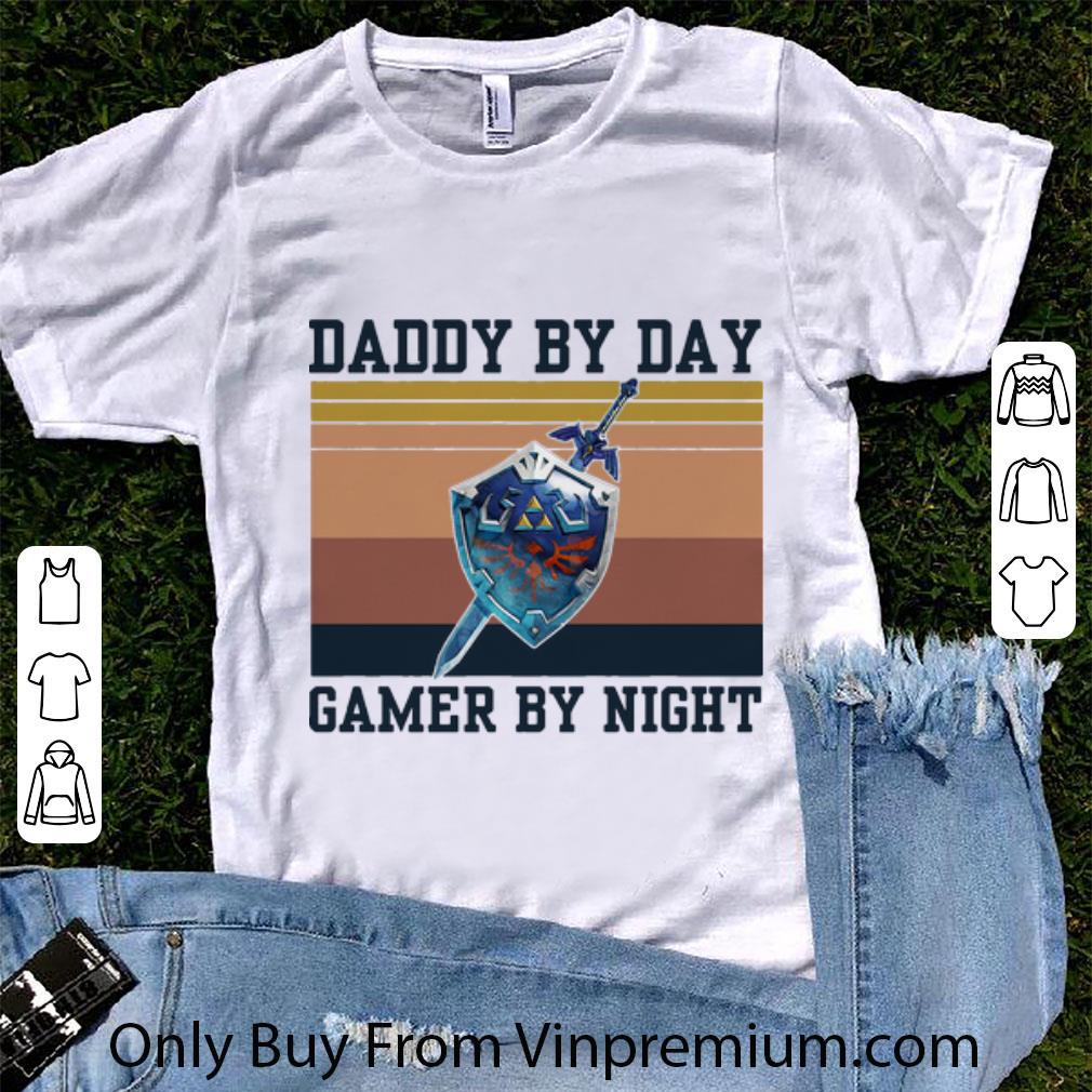 Great Vintage Legend Of Zelda Shield Daddy By Day Gamer By Night shirt