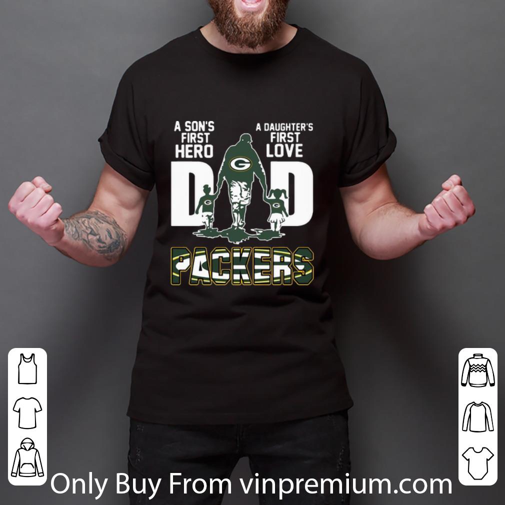 Nice Dad A Son's First Hero A Daughter's First Love Green Bay Packers shirt
