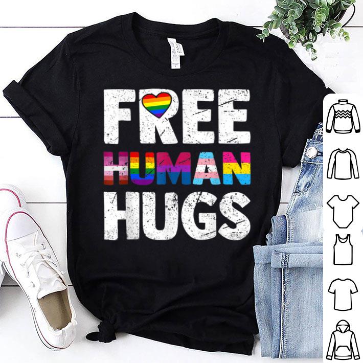 Free Human Hugs Mom And Dad Support LGBT Pride Month Shirt