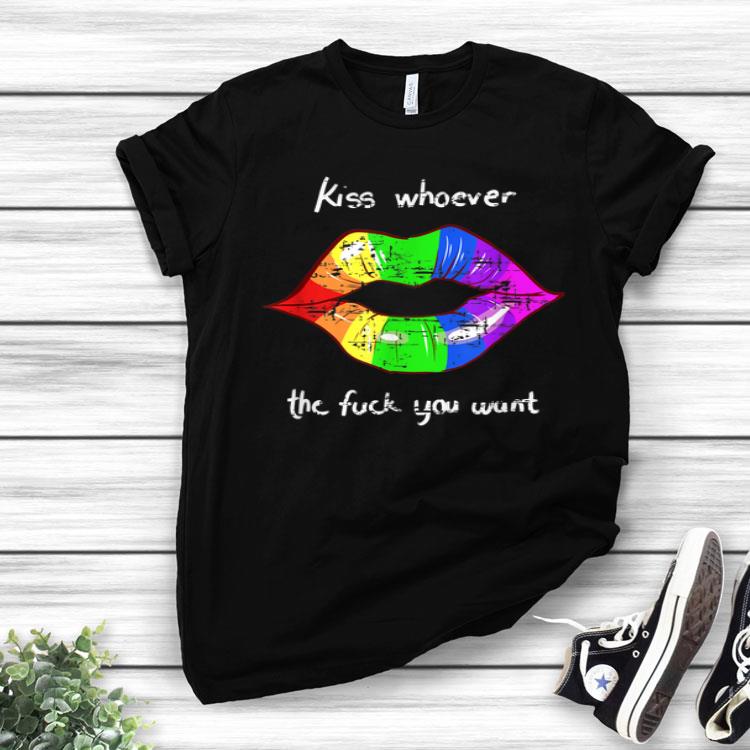 Kiss Whoever The Fuck You Want Vintage LGBT Rainbow Shirt