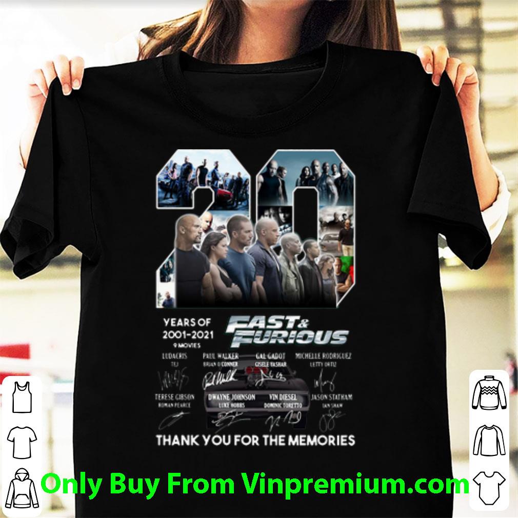 Premium 20 Years Of Fast & Furious Thank You For The Memories Signatures shirt