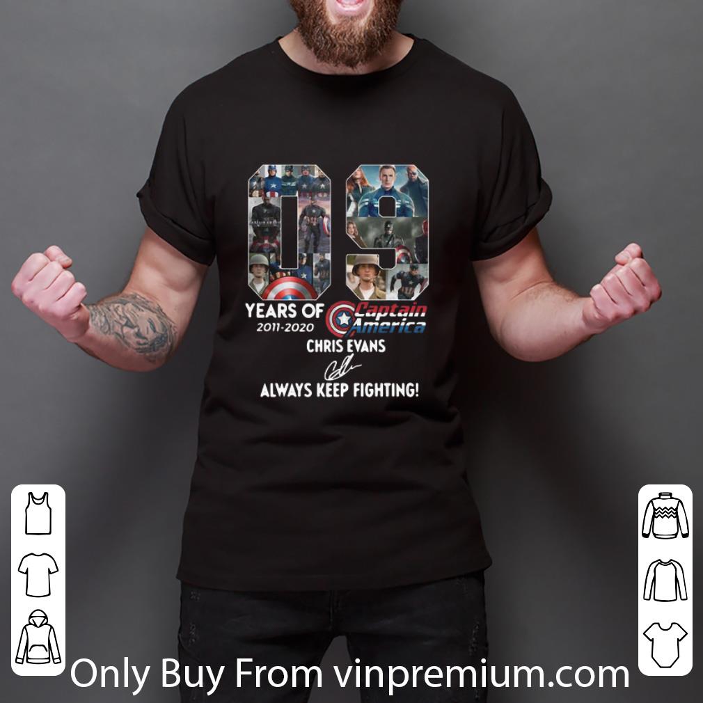 Premium 09 Years Of Captain America Chris Evans Signature Always Keep Fighting shirt