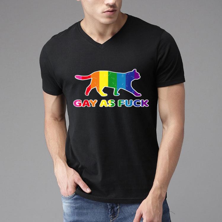 Gay as Fuck Rainbow Cat Purride LGBT Shirt