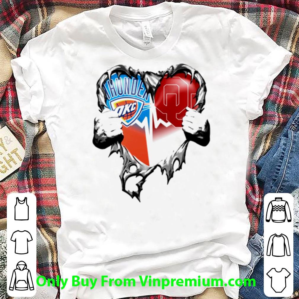Great Oklahoma City Thunder Vs Oklahoma Sooners Blood Inside Me Heart shirt