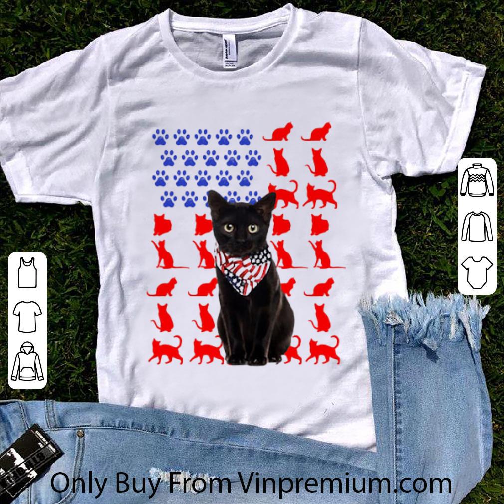 Awesome Black Cat American Flag Independence Day shirt