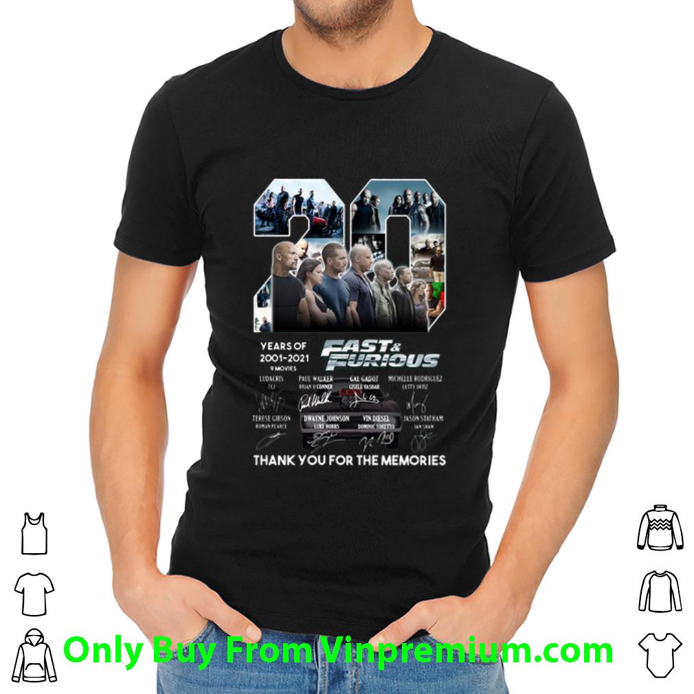 Premium 20 Years Of Fast & Furious Thank You For The Memories Signatures shirt