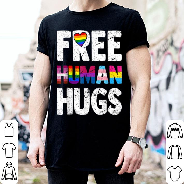 Free Human Hugs Mom And Dad Support LGBT Pride Month Shirt