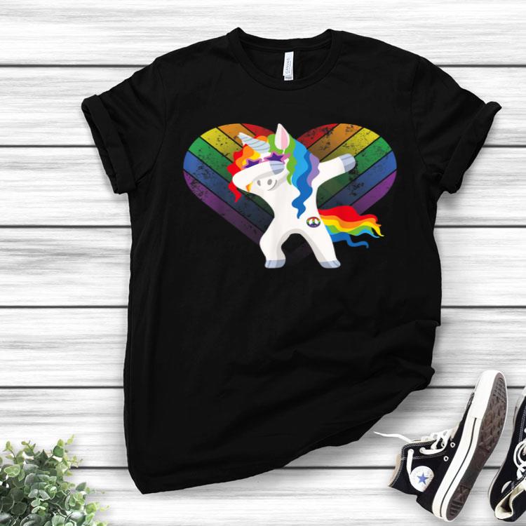 LGBT Gay Dabbing Unicorn Lesbian Pride Month Human Rainbow Shirt
