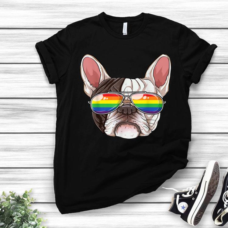 French Bulldog Gay Pride LGBT Rainbow Flag Sunglasses LGBTQ Shirt
