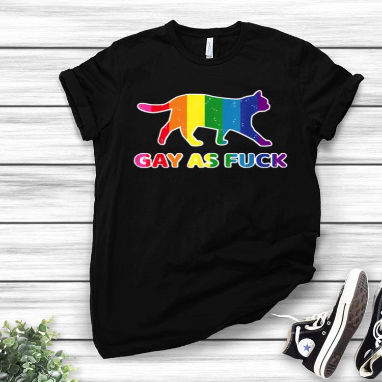 Gay as Fuck Rainbow Cat Purride LGBT Shirt