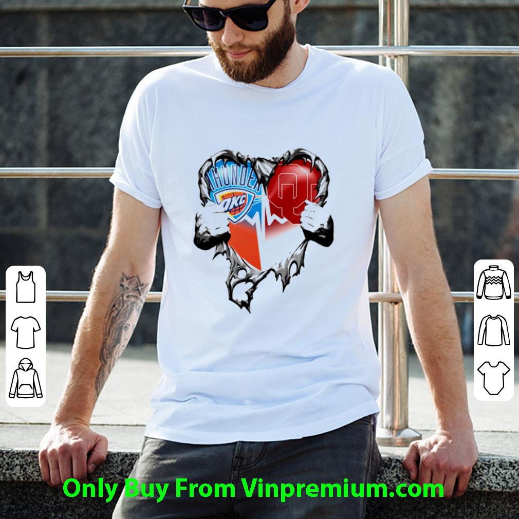 Great Oklahoma City Thunder Vs Oklahoma Sooners Blood Inside Me Heart shirt