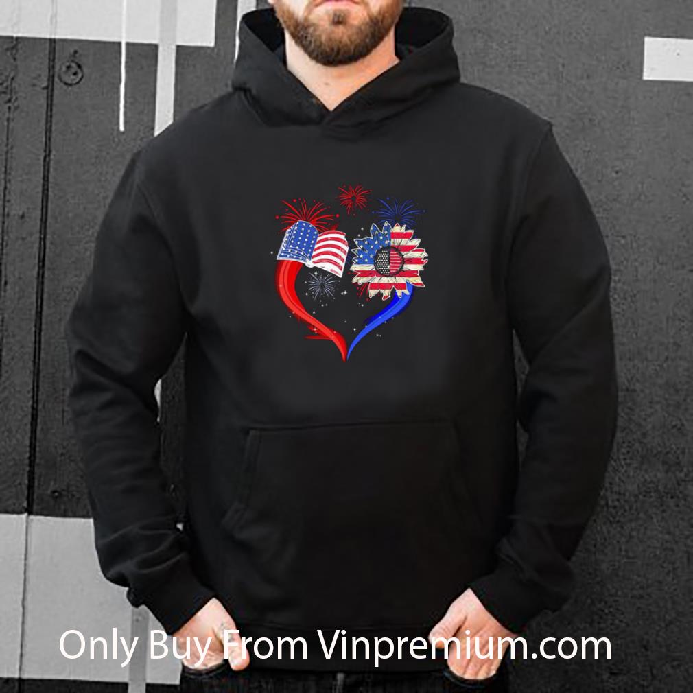 418abd4f top love book and sunflower american flag 4th of july day shirt 4 - Top Love Book And Sunflower American Flag 4th Of July Day shirt