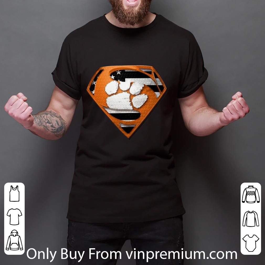 Nice Superman Clemson Tigers American Flag shirt