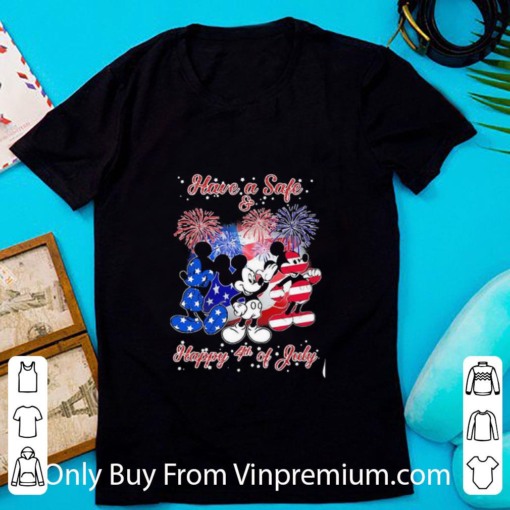 Hot Firework Mickey American Flag Have A Safe And Happy Independence Day shirt