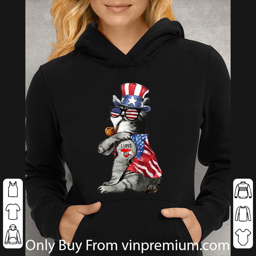 d28634eb premium cat uncle sam tattoo i love us heart the american flag shirt 4 - Premium Cat Uncle Sam Tattoo I Love Us Heart The American Flag shirt