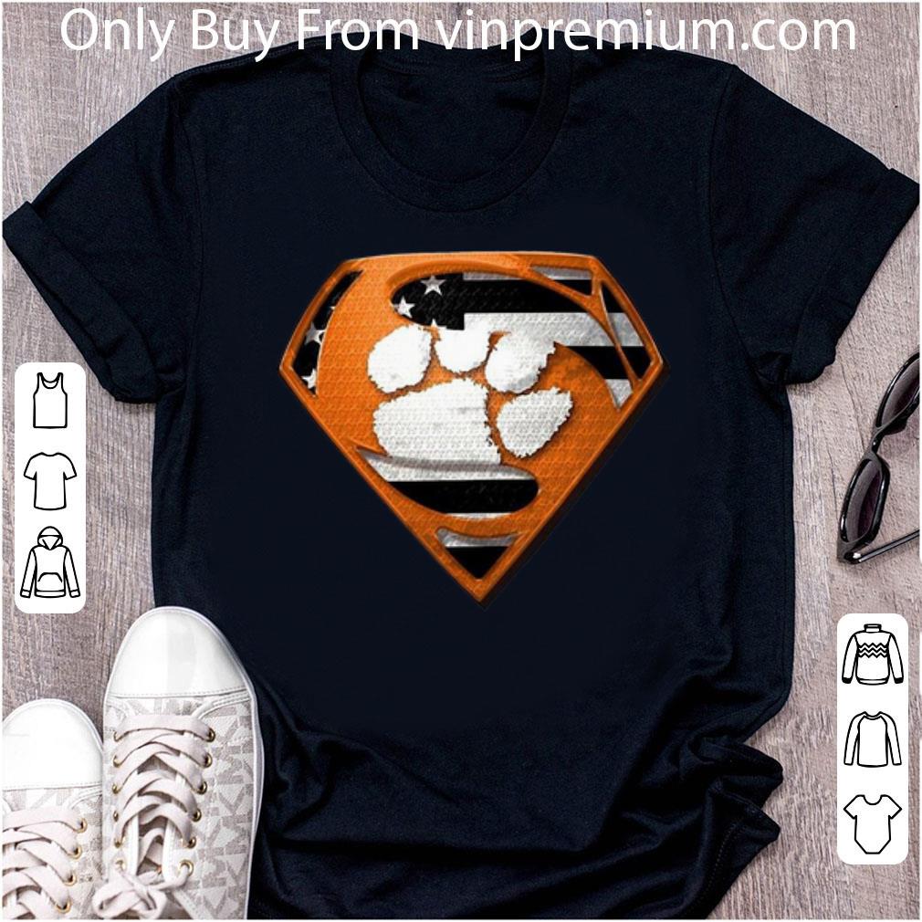 Nice Superman Clemson Tigers American Flag shirt
