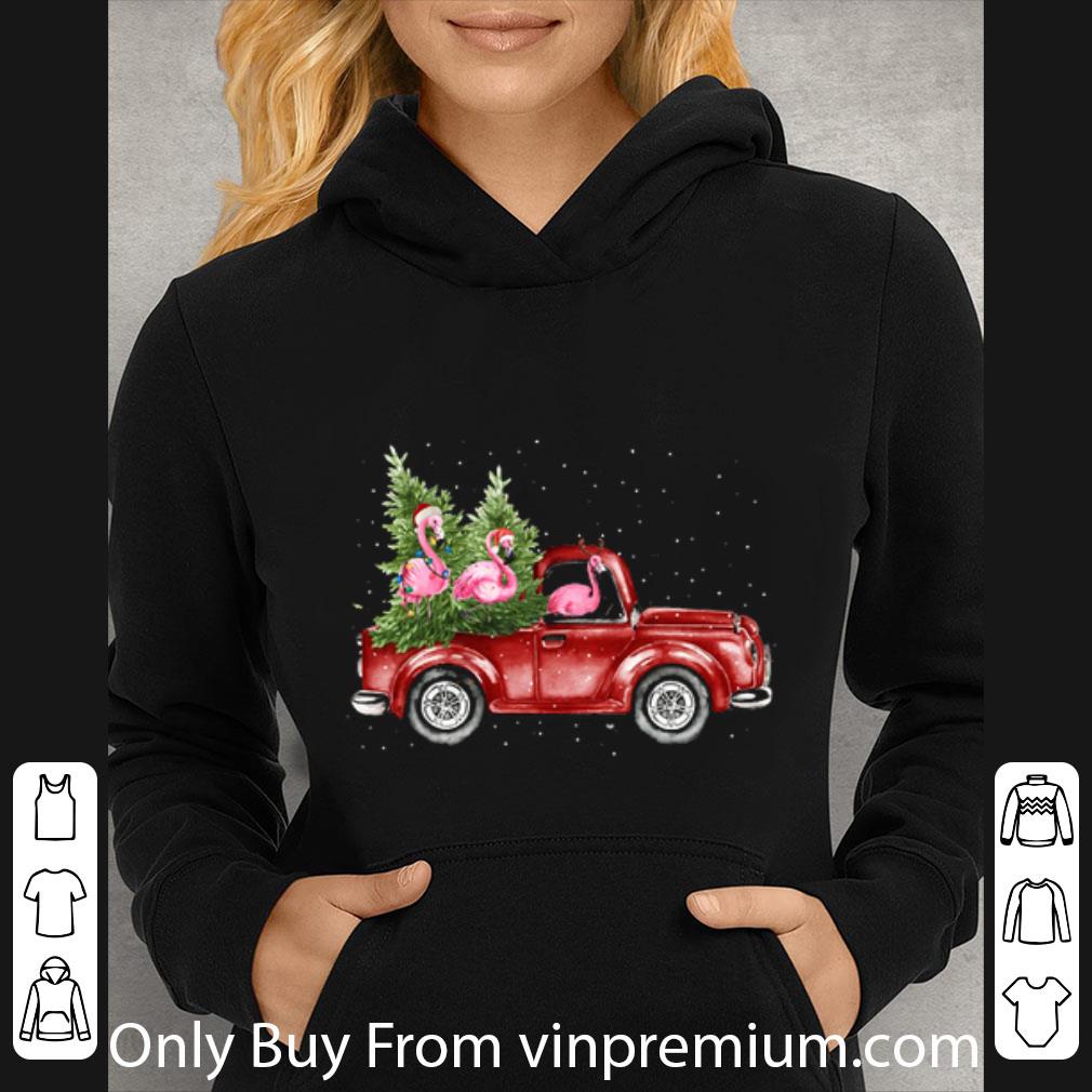 427b07dc premium flamingos ride red truck christmas shirt 4 - Premium Flamingos Ride Red Truck Christmas shirt