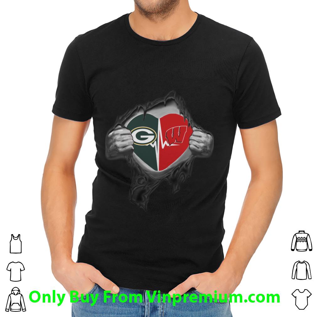 Great Green Bay Packers Inside My Heart Wisconsin Badgers shirt