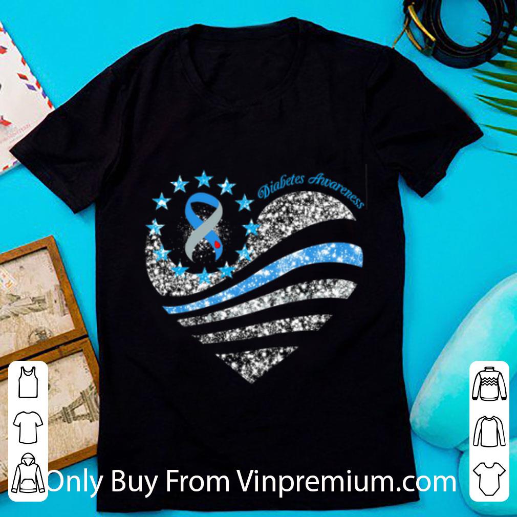 Great Glitter Diabetes Awareness Betsy Ross Heart shirt
