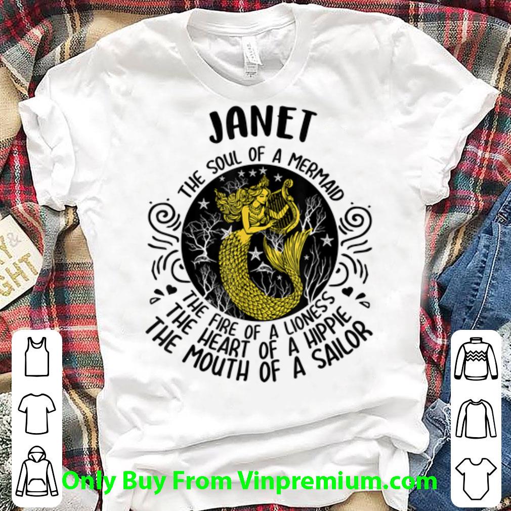 Awesome Janet Harp The Soul Of A Mermaid The Fire Of A Lioness The Heart Of A Hippie The Mouth Of A Sailor shirt