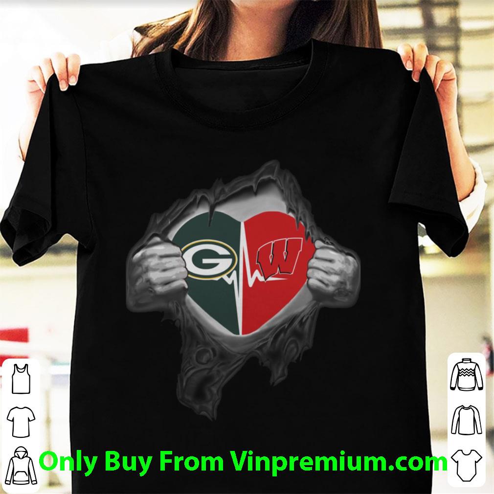 Great Green Bay Packers Inside My Heart Wisconsin Badgers shirt