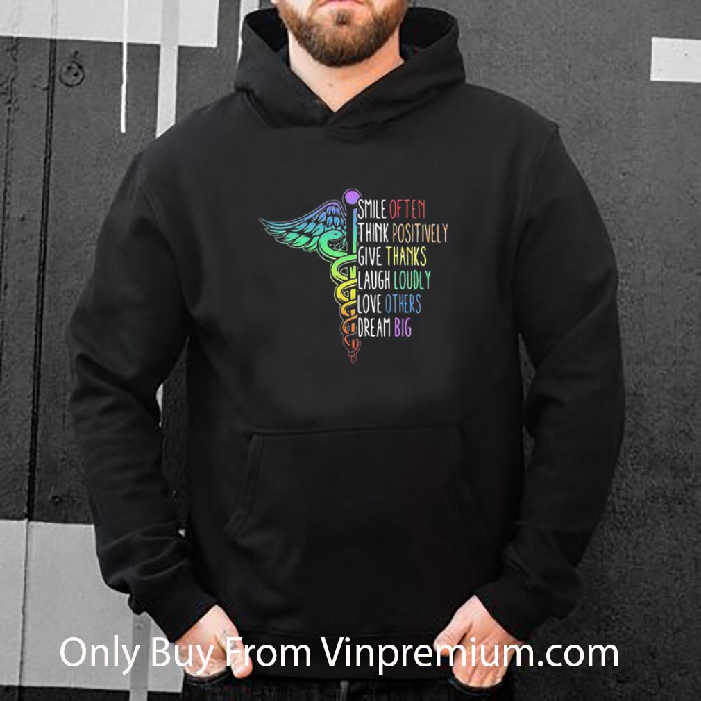 7b106eb7 original smile often think positively give thanks laugh loudly nurse shirt 4 - Original Smile Often Think Positively Give Thanks Laugh Loudly Nurse shirt