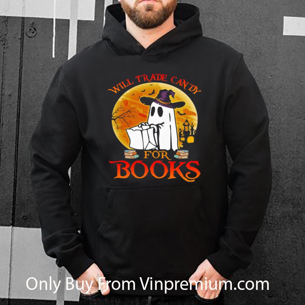 b17dc54e nice halloween boos will trade candy for books moon shirt 4 - Nice Halloween Boos Will Trade Candy For Books Moon shirt