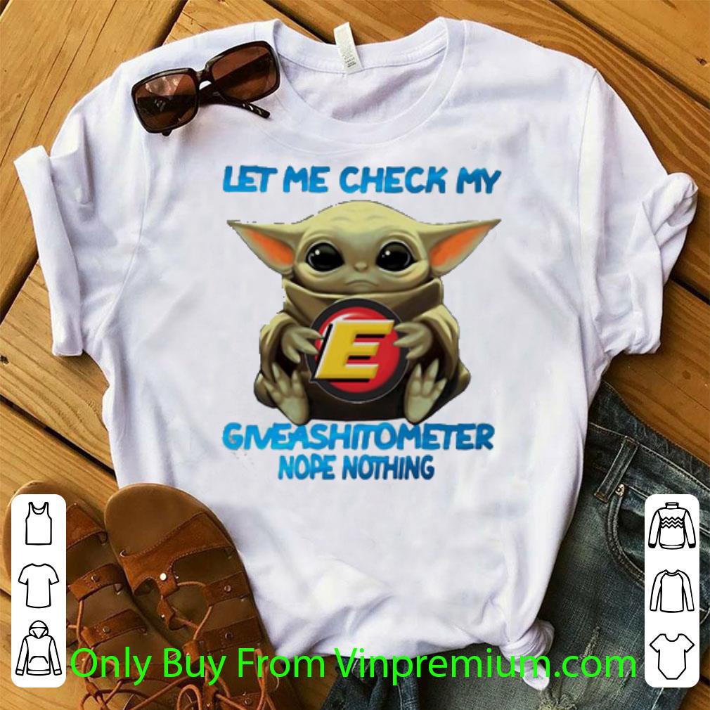 Hot Star Wars Baby Yoda Hug Estes Express Lines Let Me Check My Giveashitometer Nope Nothing shirt
