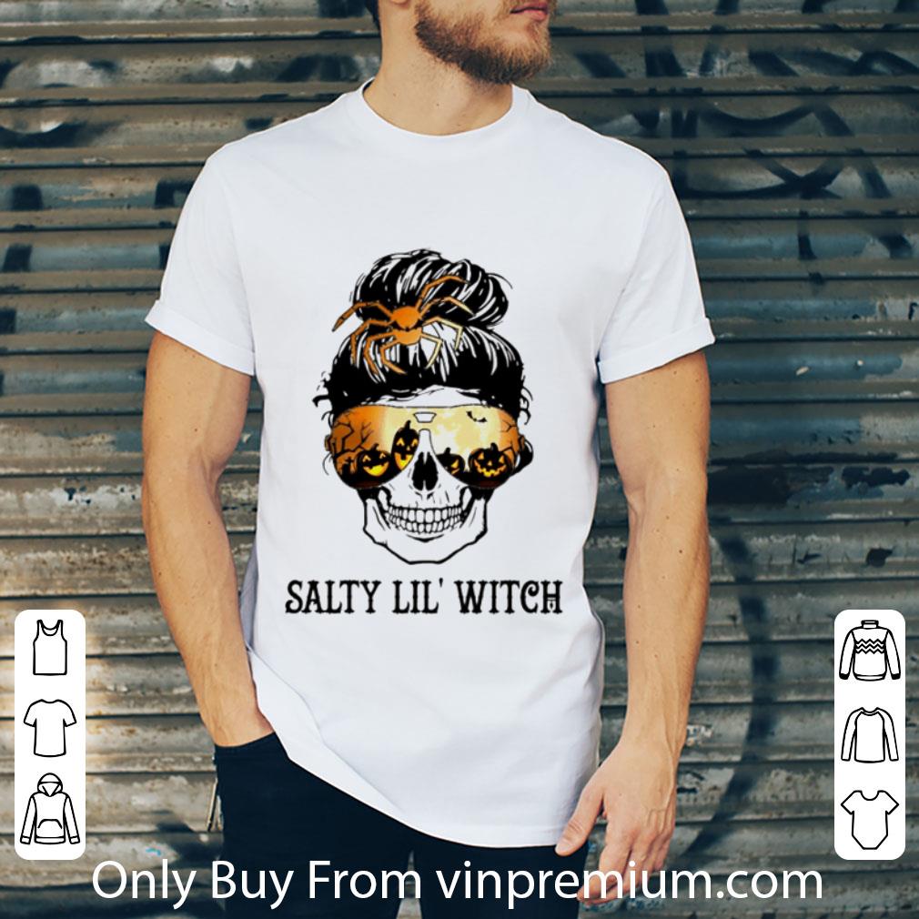 Great Skull Wearing Glasses Halloween Salty Lil’ Witch shirt