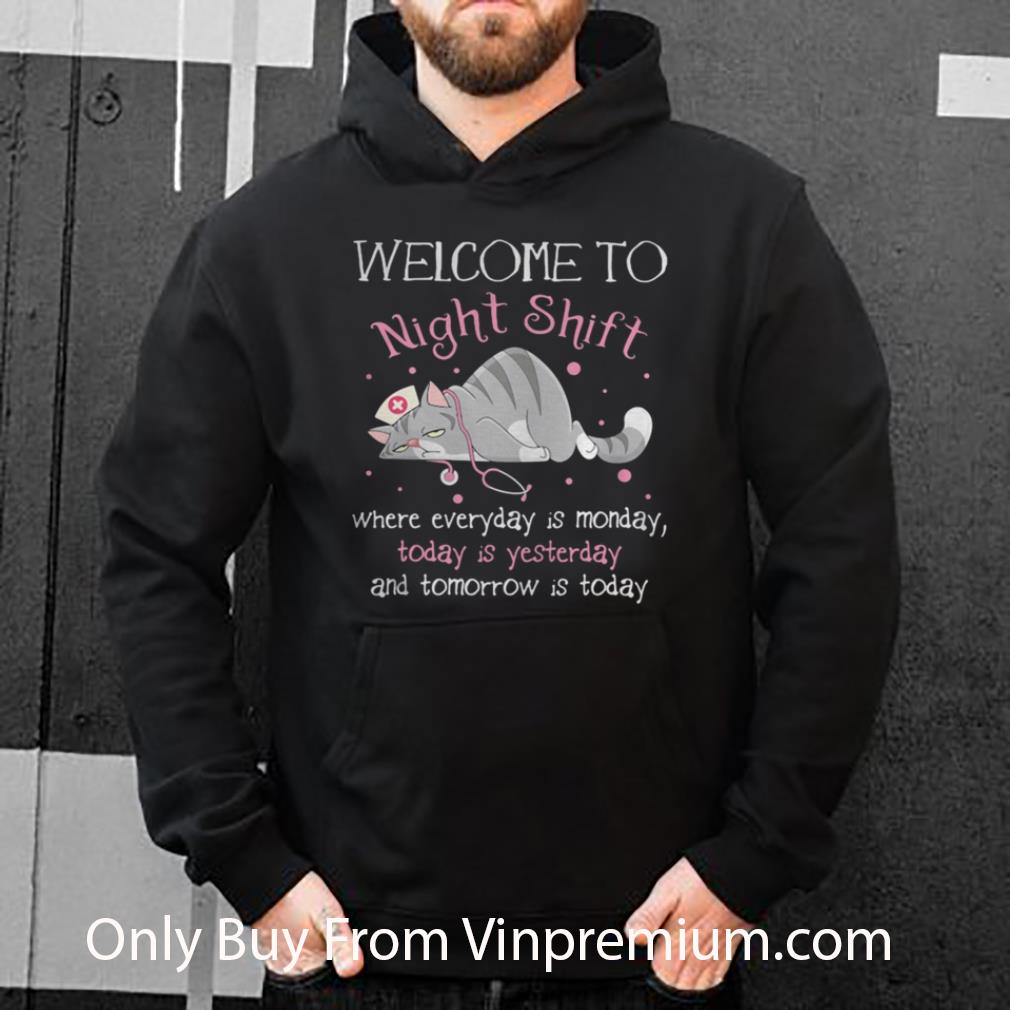 Premium Cat Nurse Welcome To Night Shift Where Everyday Is Monday Today Is Yesterday And Tomorrow Is Today shirt 32e326d3 premium cat nurse welcome to night shift where everyday is monday today is yesterday and tomorrow is today shirt 4 - Premium Cat Nurse Welcome To Night Shift Where Everyday Is Monday Today Is Yesterday And Tomorrow Is Today shirt
