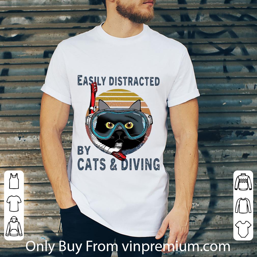 Pretty Vintage Easily Distracted By Cats And Diving shirt