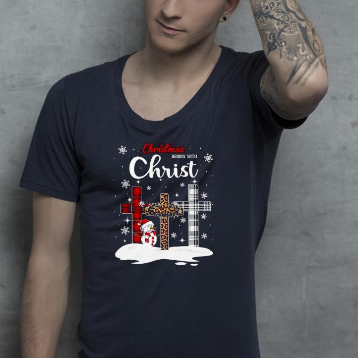 3c8c9748 nice cross and snowman christmas begins with christ shirt 4 - Nice Cross and Snowman Christmas begins with Christ Shirt