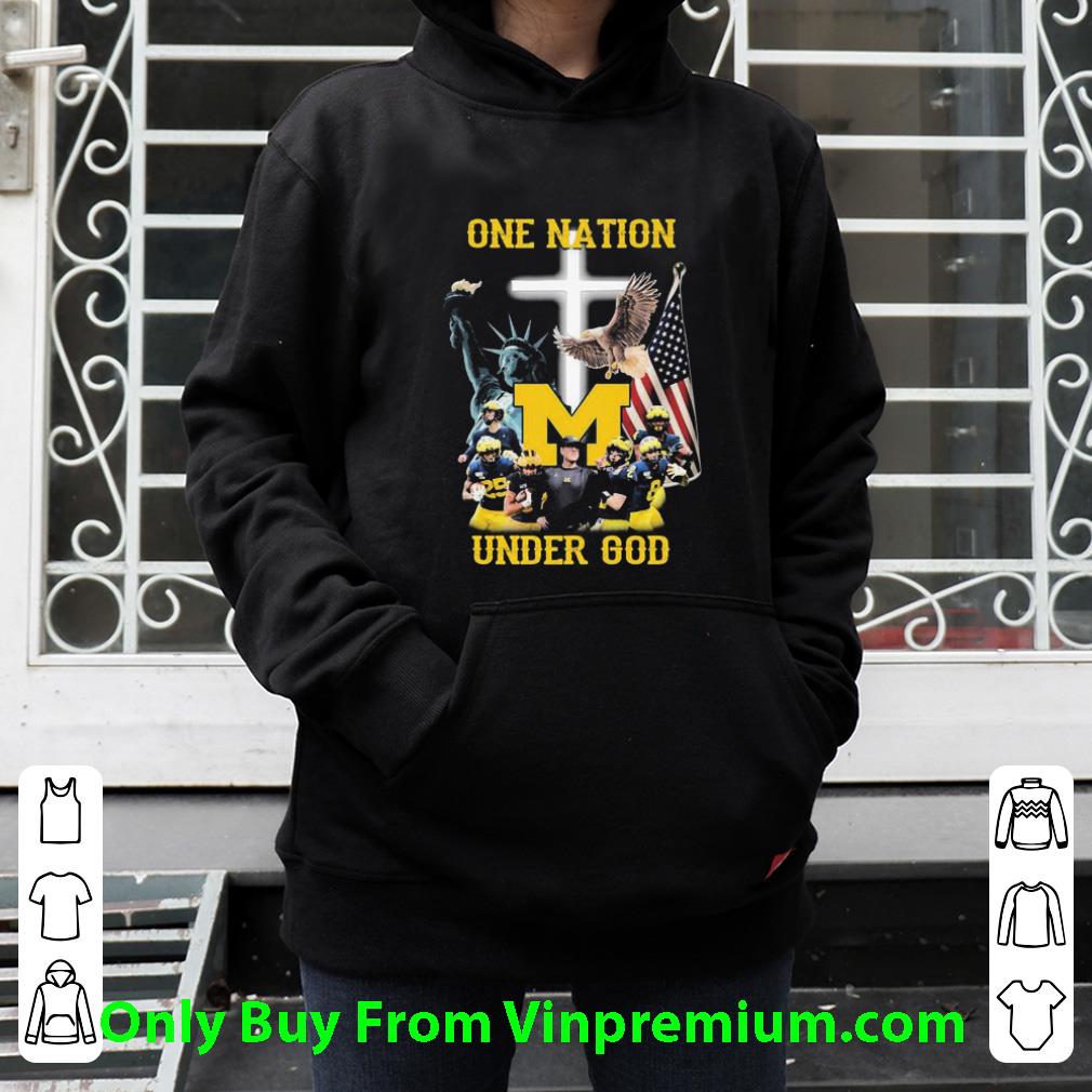 cc55eb94 hot one nation michigan wolverines under god american flag shirt 4 - Hot One Nation Michigan Wolverines Under God American Flag shirt