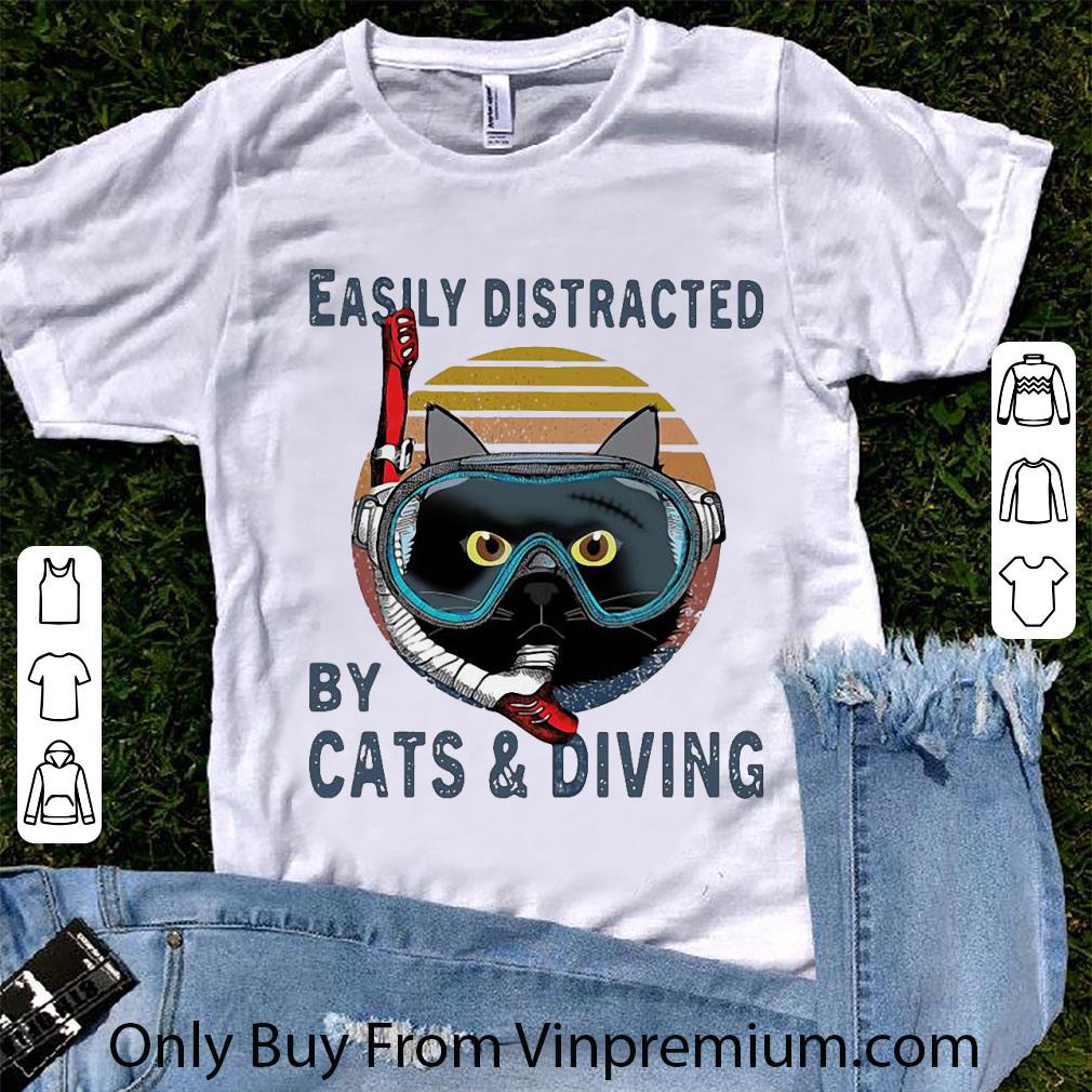 Pretty Vintage Easily Distracted By Cats And Diving shirt