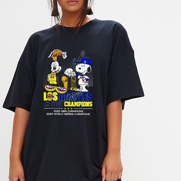 Nice Mickey Mouse And Snoopy Los Angeles City Champions 2020 NBA Champions 2020 World Series Champions Shirt Nice Mickey Mouse And Snoopy Los Angeles City Champions 2020 NBA Champions 2020 World Series Champions Shirt